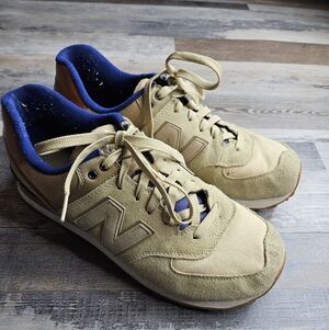 New Balance 574 Classics Collegiate Linseed Beige Suede Men's Sneaker Size 10